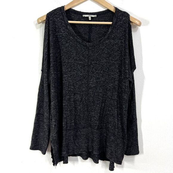 Buckle Tops - BKE lounge Cold Shoulder Top Womens MD Shirts Blouses Heather Black Jersey Knit